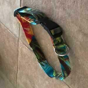Tropical Print Adjustable Pet Collar - tropical print Blue Green Red fits 11” x